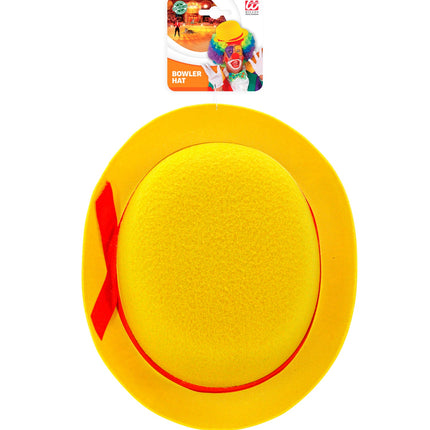 Widmann SRL Gele clownshoed met rode band