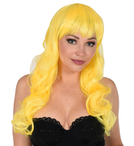 Widmann SRL Gele pruik met pony en lang krullend haar