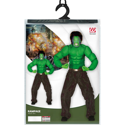 Widmann SRL Gespierd shirt groen Hulk spierballen kind