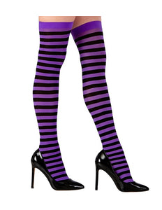 Widmann SRL Gestreepte kniekous paars zwart