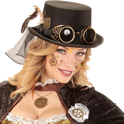 Widmann SRL Gezicht sticker festival glitter steampunk