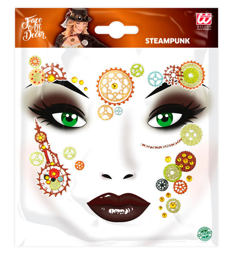 Widmann SRL Gezicht sticker festival glitter steampunk