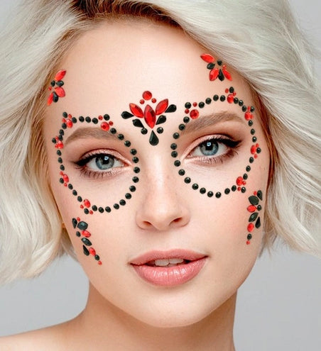 Widmann SRL Gezichtsdecoratie dag van de doden rood/zwart Maud