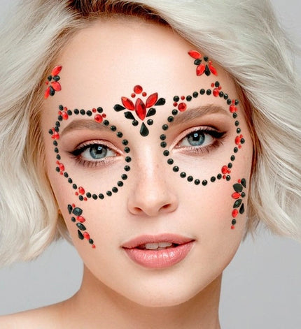 Widmann SRL Gezichtsdecoratie dag van de doden rood/zwart Maud