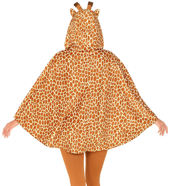 Widmann SRL Giraffen poncho met muts volwassenen