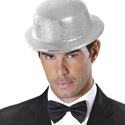 Widmann SRL Glitter bolhoed zilver