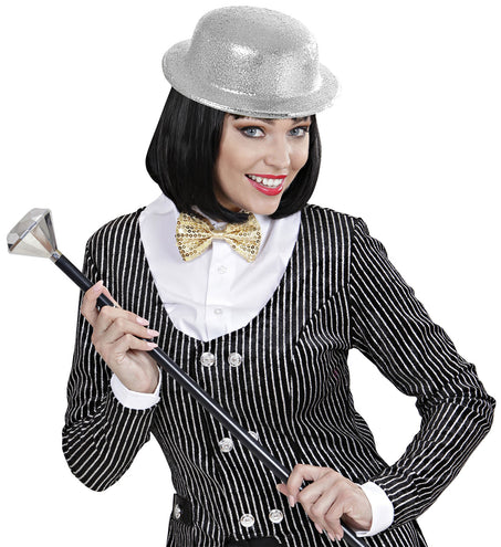 Widmann SRL Glitter bolhoed zilver