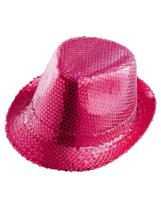 Widmann SRL Glitter gleufhoed roze pailletten