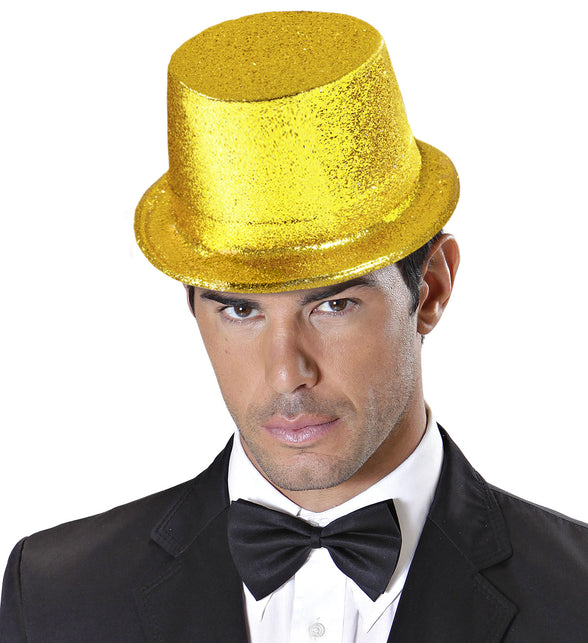 Widmann SRL Glitter hoge hoed goud