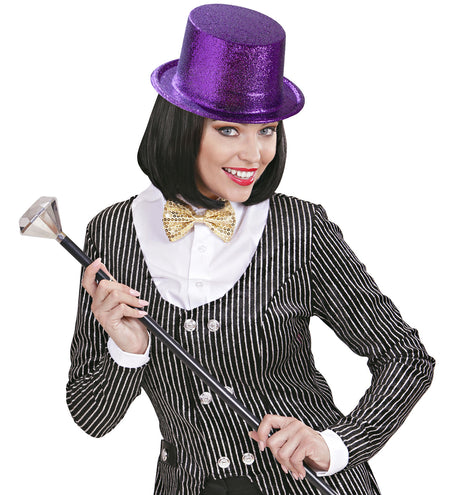 Widmann SRL Glitter Hoge Hoed, Paars