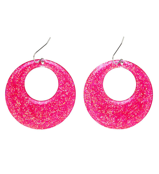 Widmann SRL Glitter oorringen in roze