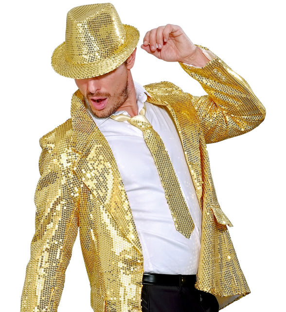 Widmann SRL Glitter stropdas goud pailletten