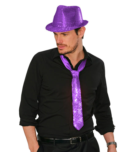 Widmann SRL Glitter stropdas paars pailletten
