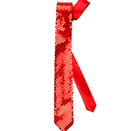 Widmann SRL Glitter stropdas rood pailletten