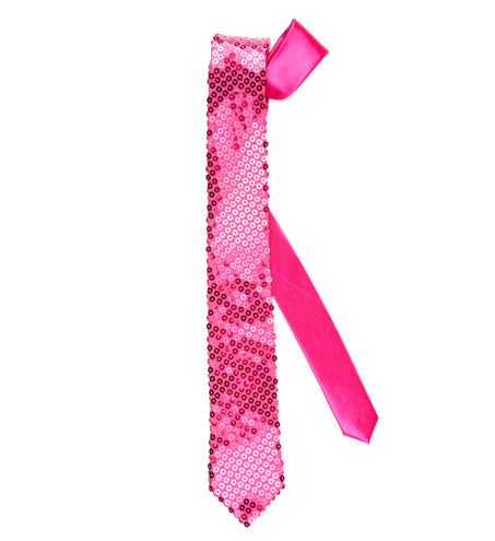 Widmann SRL Glitter stropdas roze pailletten