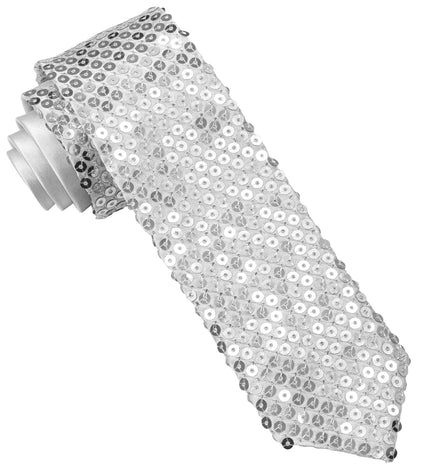 Widmann SRL Glitter stropdas zilver pailletten