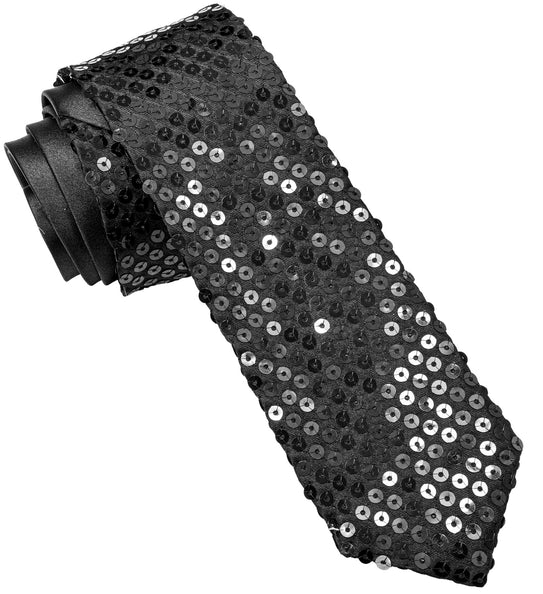 Widmann SRL Glitter stropdas zwart pailletten