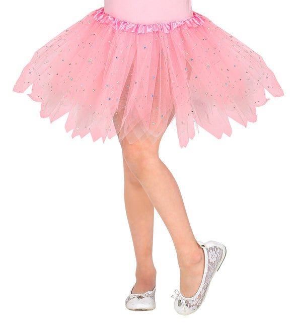 Widmann SRL Glitter tutu rok kort lichtroze kinderen