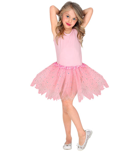 Widmann SRL Glitter tutu rok kort lichtroze kinderen
