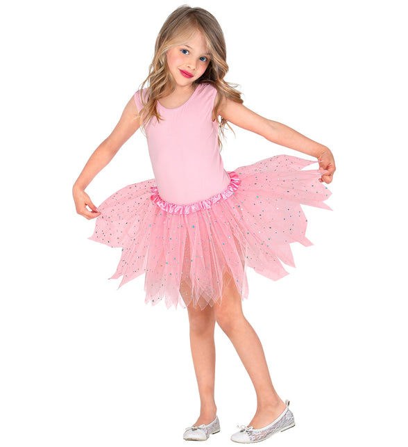 Widmann SRL Glitter tutu rok kort lichtroze kinderen