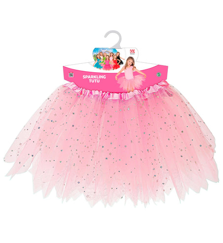 Widmann SRL Glitter tutu rok kort lichtroze kinderen