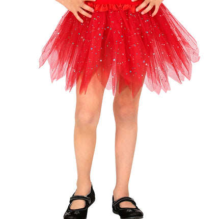Widmann SRL Glitter tutu rok kort rood kinderen