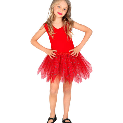 Widmann SRL Glitter tutu rok kort rood kinderen
