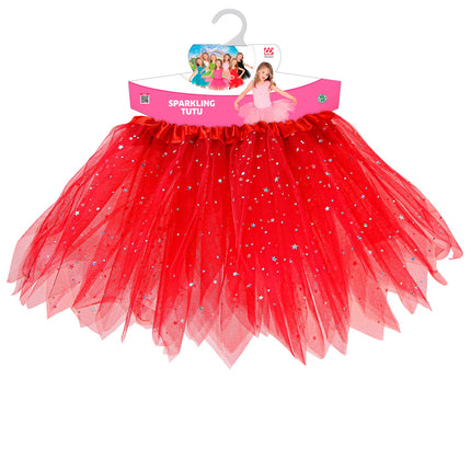 Widmann SRL Glitter tutu rok kort rood kinderen