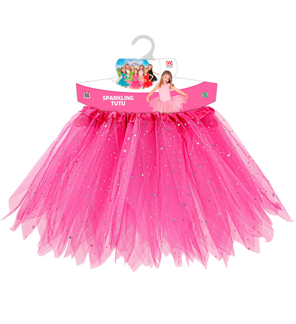 Widmann SRL Glitter tutu rok kort roze kinderen