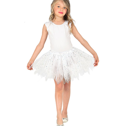 Widmann SRL Glitter tutu rok kort wit kinderen