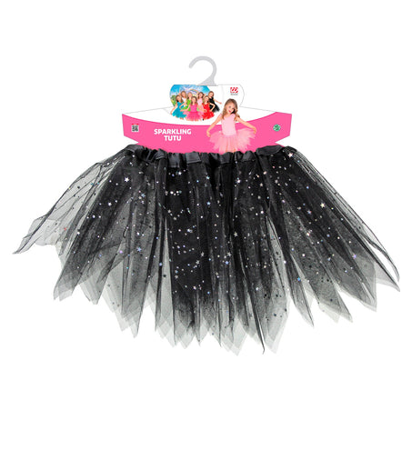 Widmann SRL Glitter tutu rok kort zwart kinderen