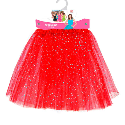 Widmann SRL Glitter tutu rok rood dames