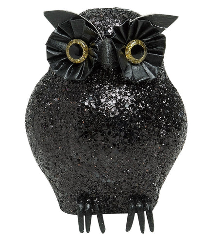 Widmann SRL glitter uil zwart 10x5cm