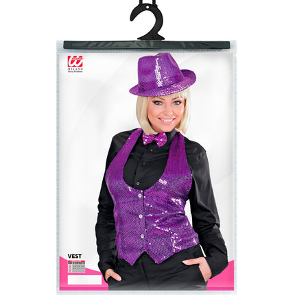Widmann SRL Glitter vest paars pailletten dames