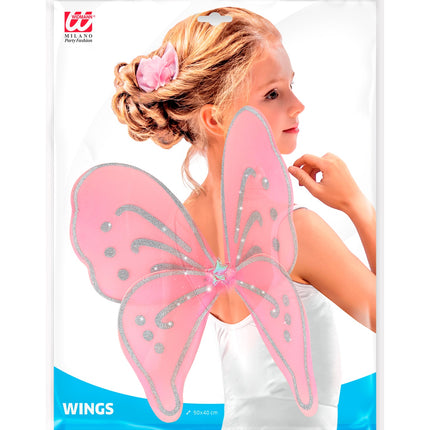 Widmann SRL Glitter vlindervleugels roze kinderen