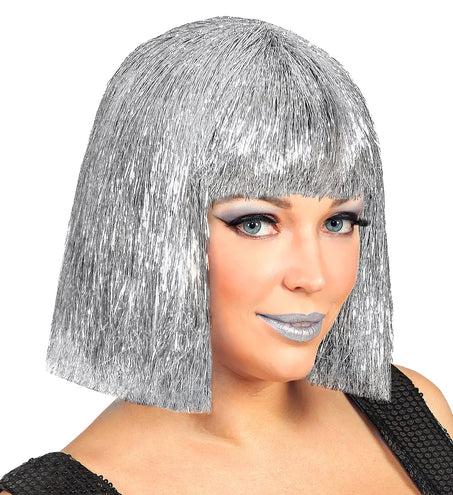 Widmann SRL Glitterpruik zilver Vegas