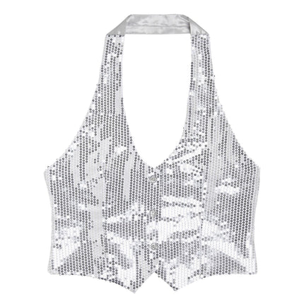 Widmann SRL Glittervest zilver pailletten