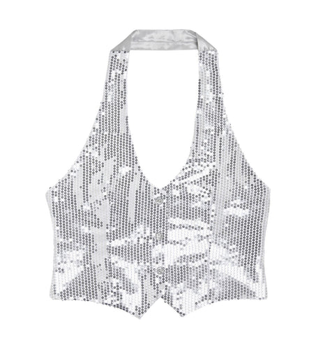 Widmann SRL Glittervest zilver pailletten