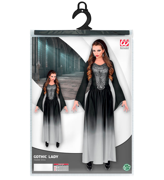Widmann SRL Gotisch zwart grijs jurkje voor dames