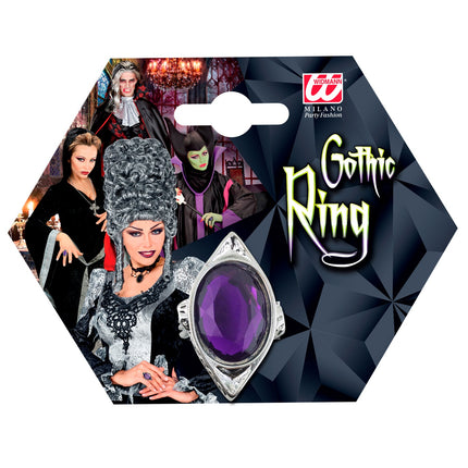 Widmann SRL Gotische ring met paarse gemsteen