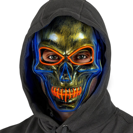 Widmann SRL Gouden schedel masker met gekleurd ledlicht