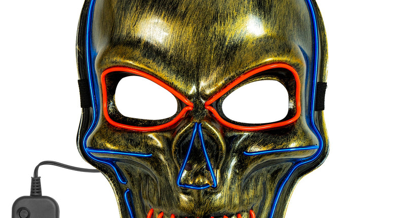 Widmann SRL Gouden schedel masker met gekleurd ledlicht