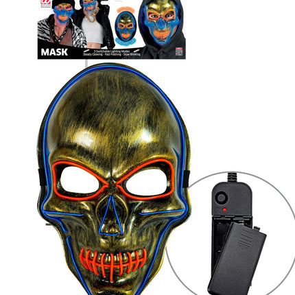 Widmann SRL Gouden schedel masker met gekleurd ledlicht