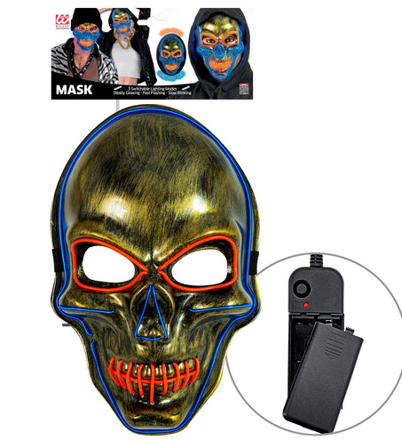 Widmann SRL Gouden schedel masker met gekleurd ledlicht