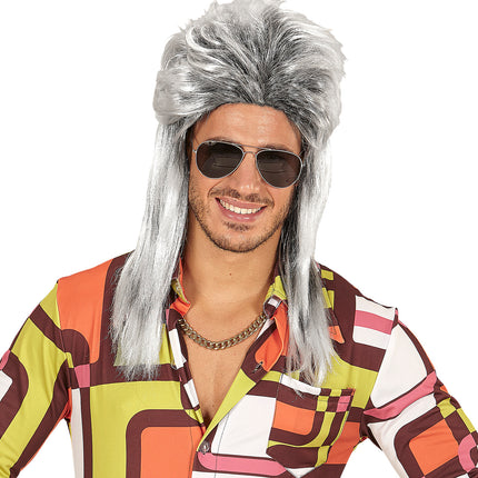 Widmann SRL Grijze rocker pruiken voor mannen