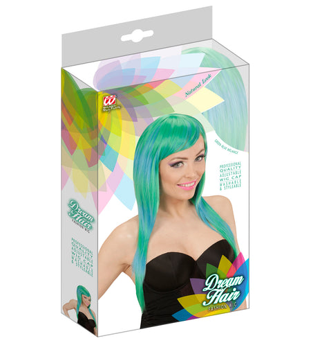 Widmann SRL Groen blauw gemêleerde pruik