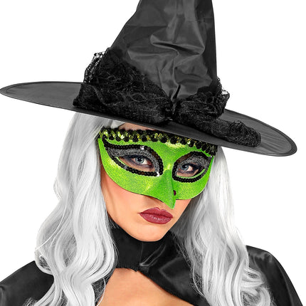 Widmann SRL Groen heksen oogmasker met wrat