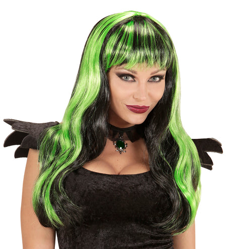Widmann SRL Groen zwarte Halloween pruiken
