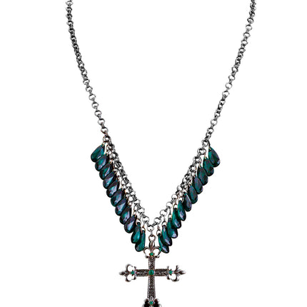 Widmann SRL Groene gothic ketting met kruis