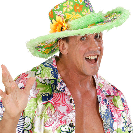 Widmann SRL Groene hoed Ibiza met zonnebloem